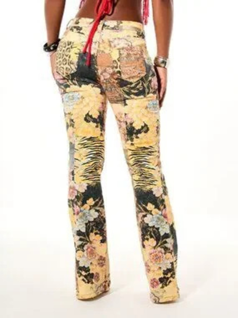 Multicolor Regular Fit Women's Elastic Waist Natural Mid Rise Flared Jeans Pants